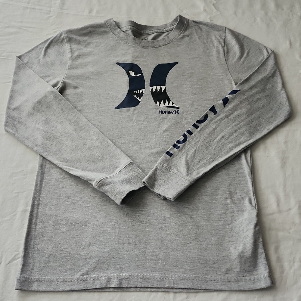 Hurley Gray Long Sleeve Tee with Graphic Design